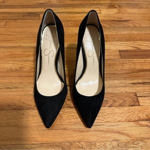 Jessica Simpson black suede block heel pumps